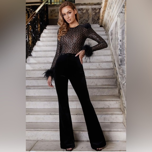 COPY - Nadine Merabi Monique Black Jumpsuit size XS - Missing belt - Picture 1 of 4